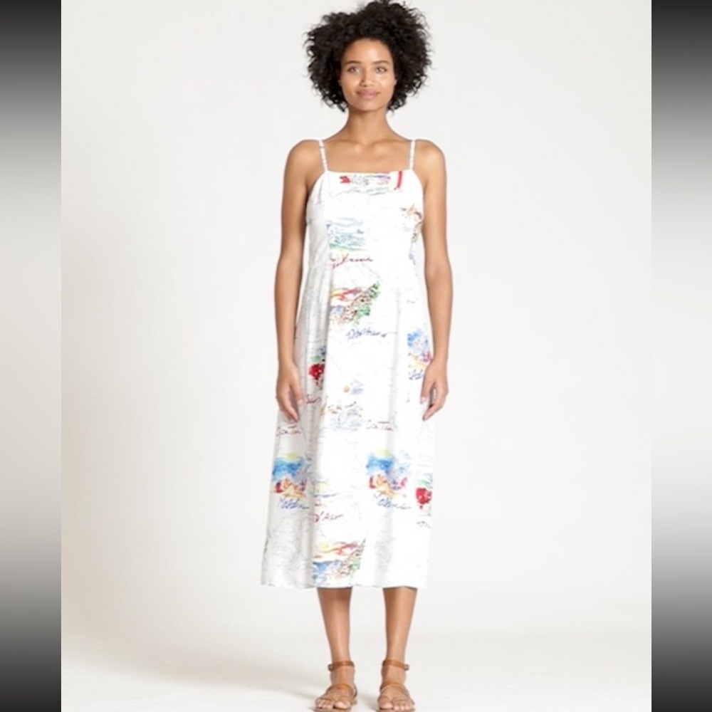 Gap Women’s World Travel Map Maldives Midi Sun Dress Santorini Cape Town Size XS